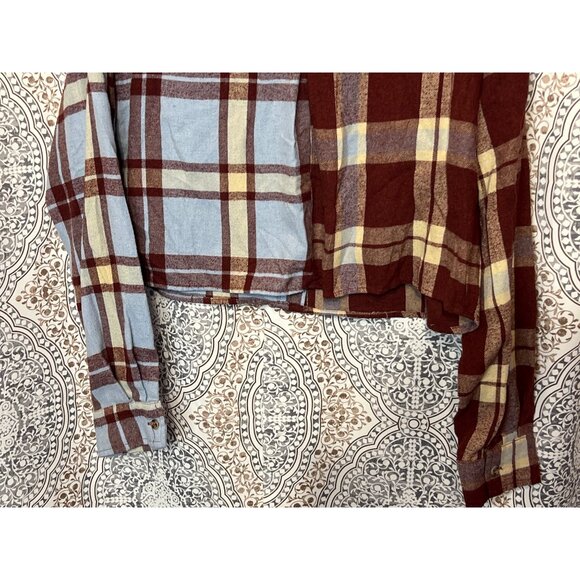 Forever 21 Patchwork Plaid Cropped Shirt Womens Size M - Picture 7 of 10